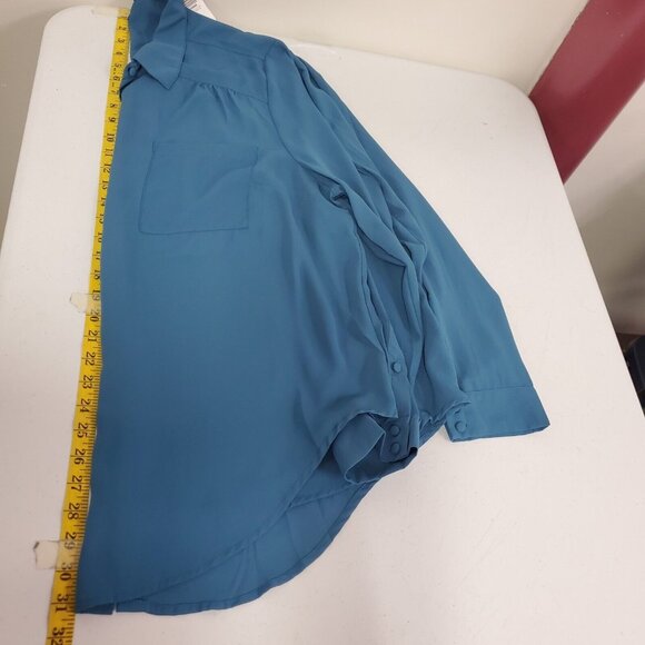 Torrid Womens Madison Button Up Top Size 2X Blue Old Money Demure Office NWT - Picture 8 of 14